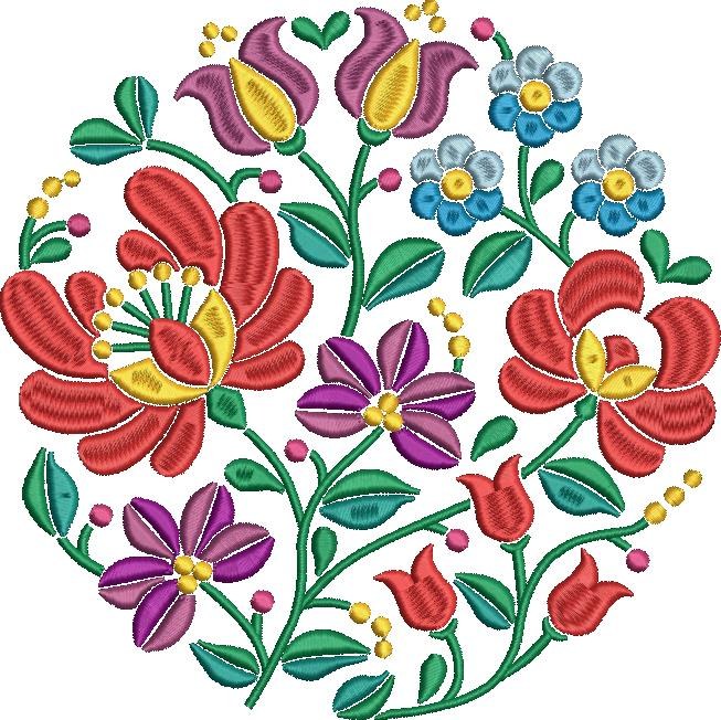 Round Floral Folk Pattern Round Floral Folk Pattern