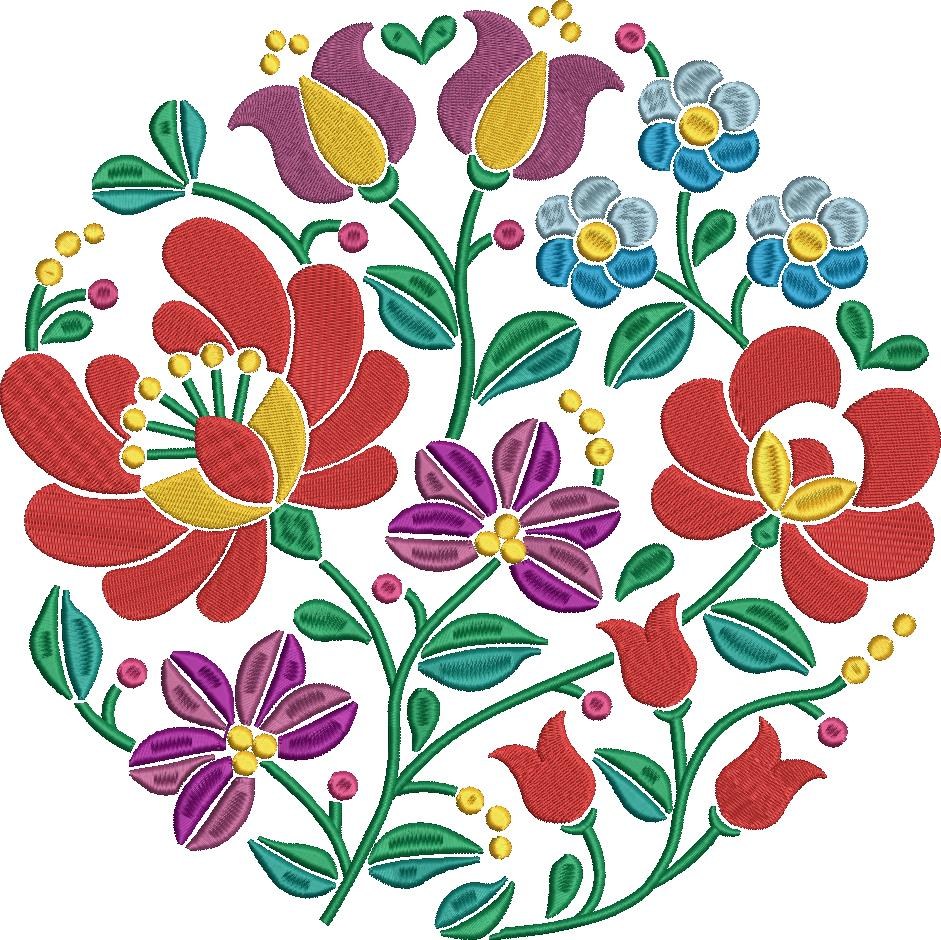Round Floral Folk Pattern Round Floral Folk Pattern