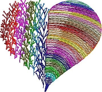 Colorful Heart Redwork Colorful Heart Redwork