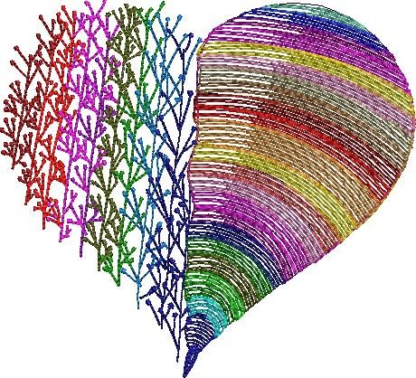 Colorful Heart Redwork Colorful Heart Redwork