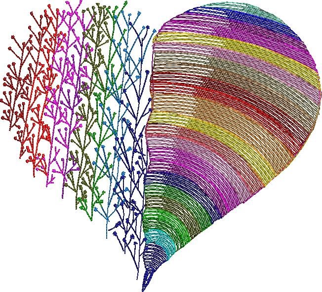 Colorful Heart Redwork Colorful Heart Redwork