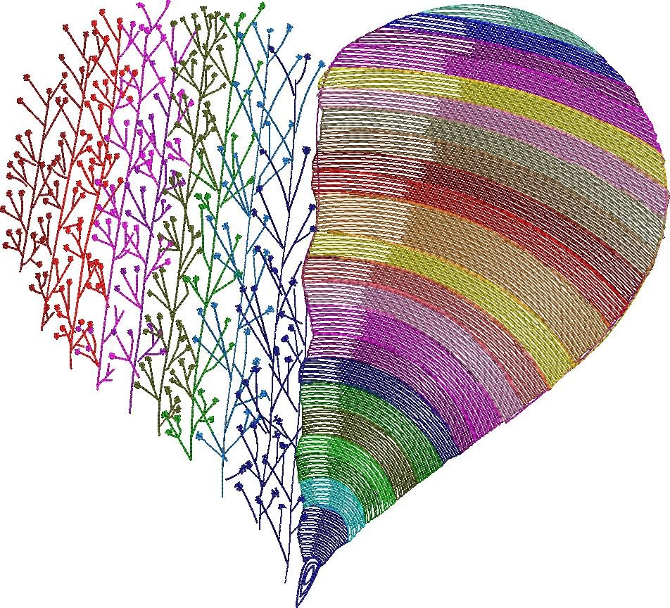 Colorful Heart Redwork Colorful Heart Redwork