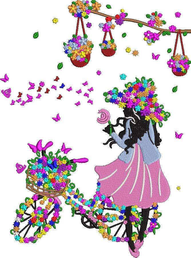 Floral Girl Bicycle and Flower Baskets Floral Girl Bicycle and Flower Baskets