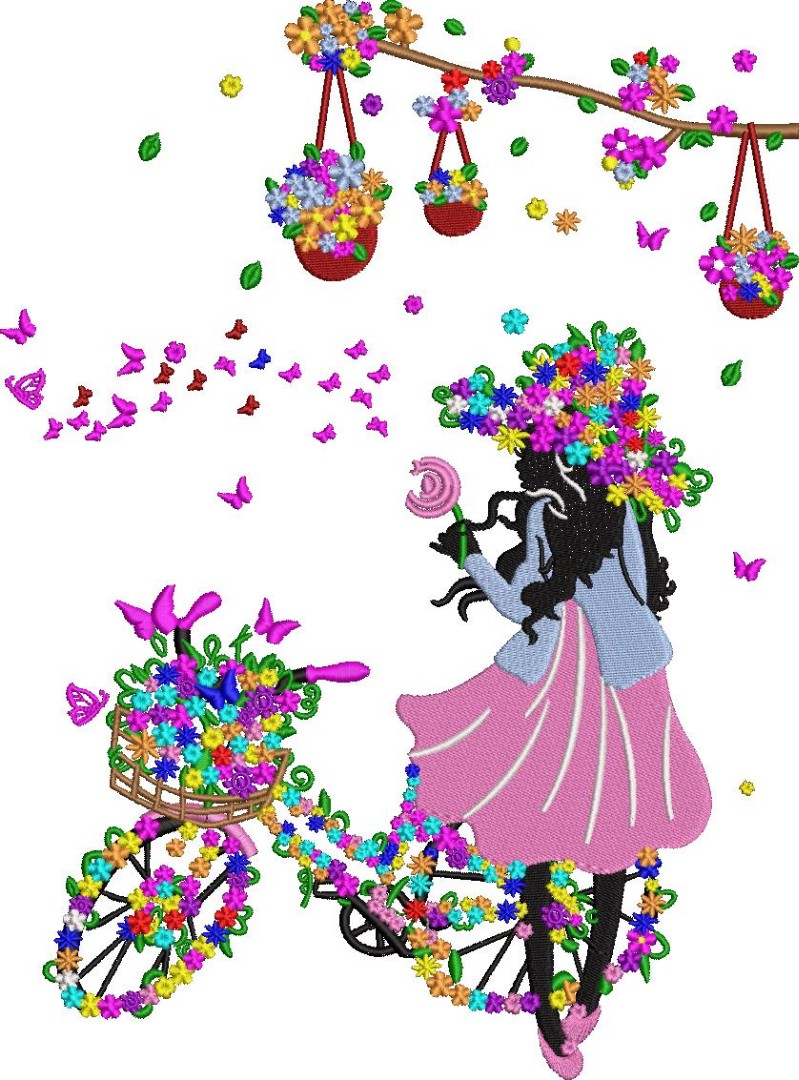 Floral Girl Bicycle and Flower Baskets Floral Girl Bicycle and Flower Baskets
