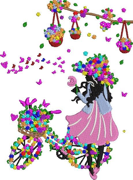 Floral Girl Bicycle and Flower Baskets Floral Girl Bicycle and Flower Baskets