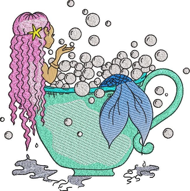Mermaid Taking Bubble Bath Mermaid Taking Bubble Bath