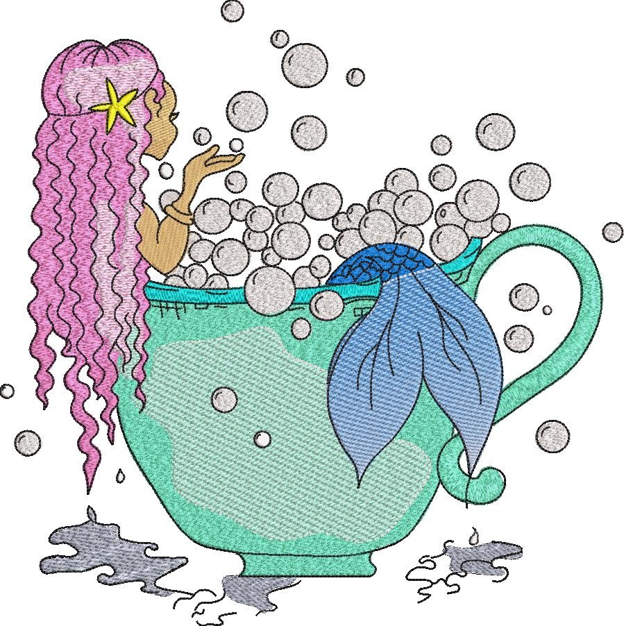 Mermaid Taking Bubble Bath Mermaid Taking Bubble Bath