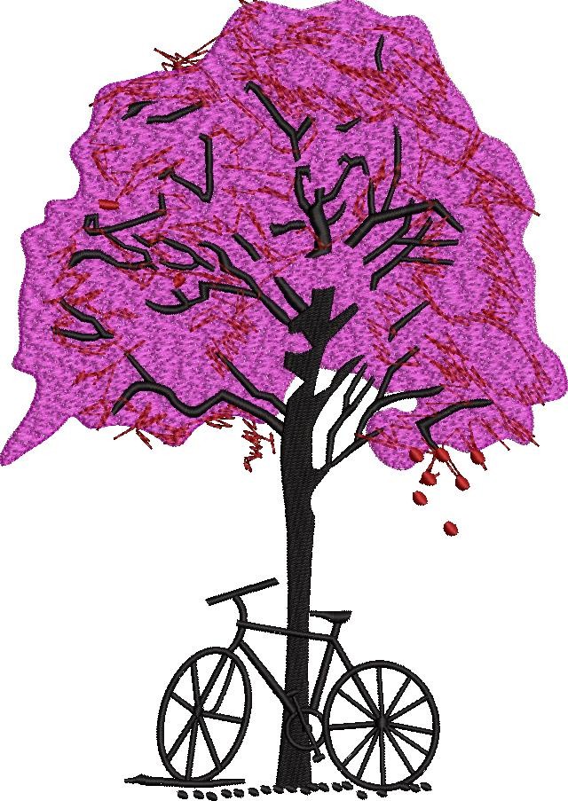 Pink Tree with Bicycle 