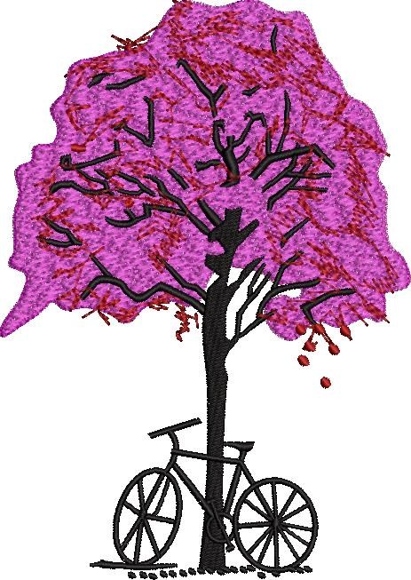 Pink Tree with Bicycle 