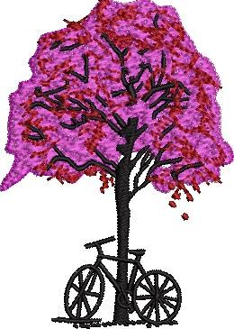 Pink Tree with Bicycle 