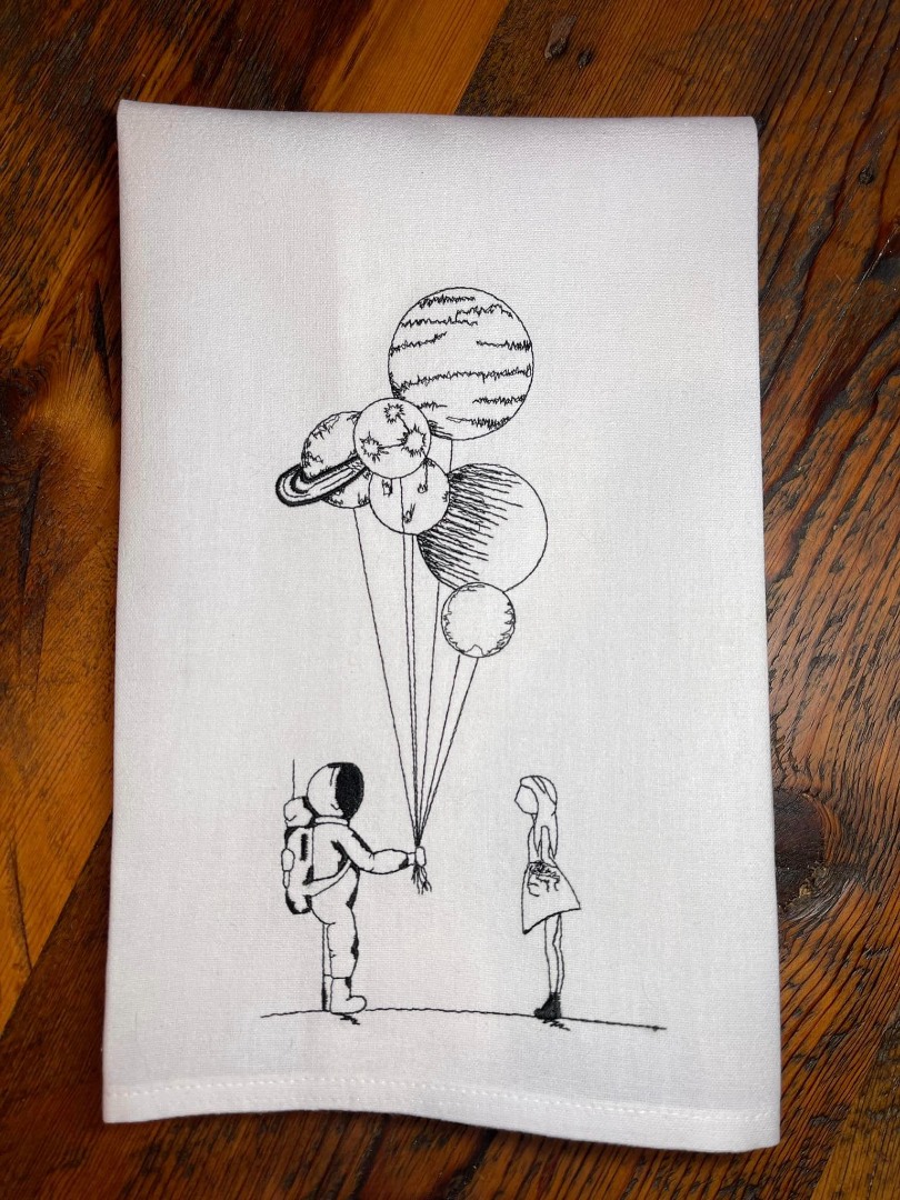 Astronaut with Planet Balloons Astronaut with Planet Balloons