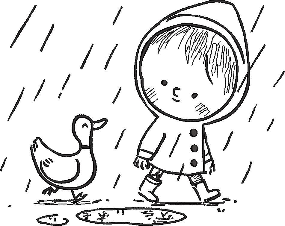 Boy With Duck In Rain Boy With Duck In Rain