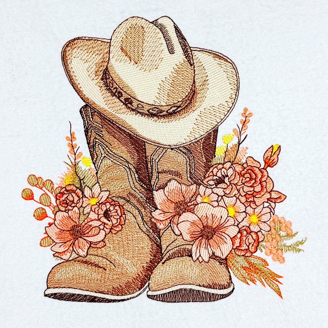 Cowboy Hat With Floral Boots Cowboy Hat With Floral Boots