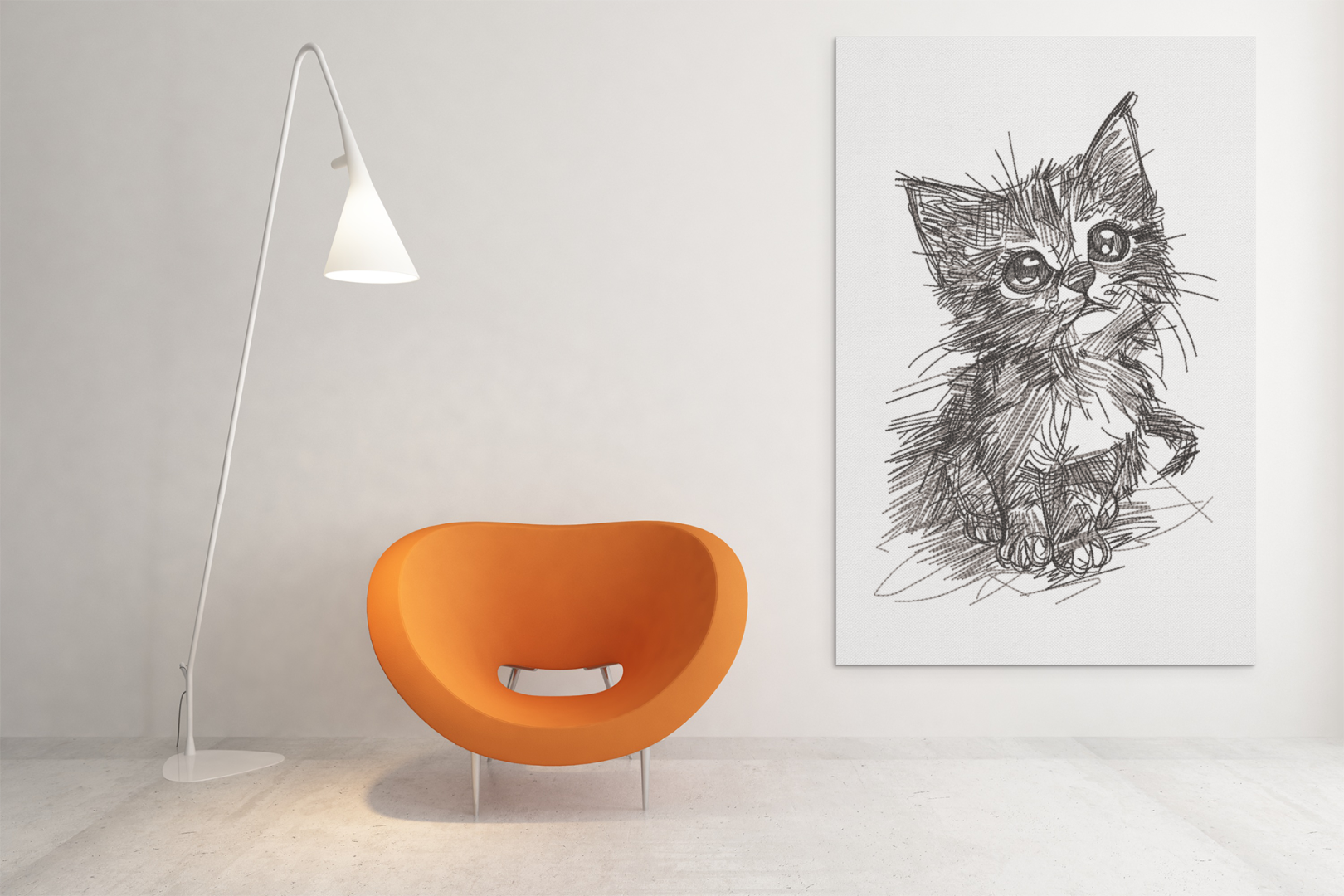 Cute Kitten Line Art