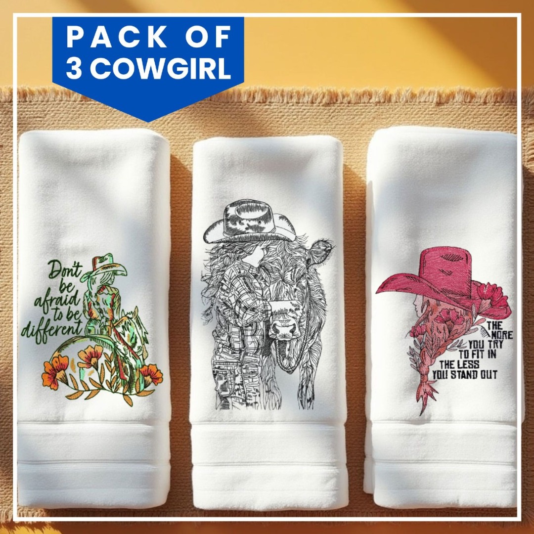 Cowgirl Pack of 3 Embroidery Designs Cowgirl Pack of 3 Embroidery Designs