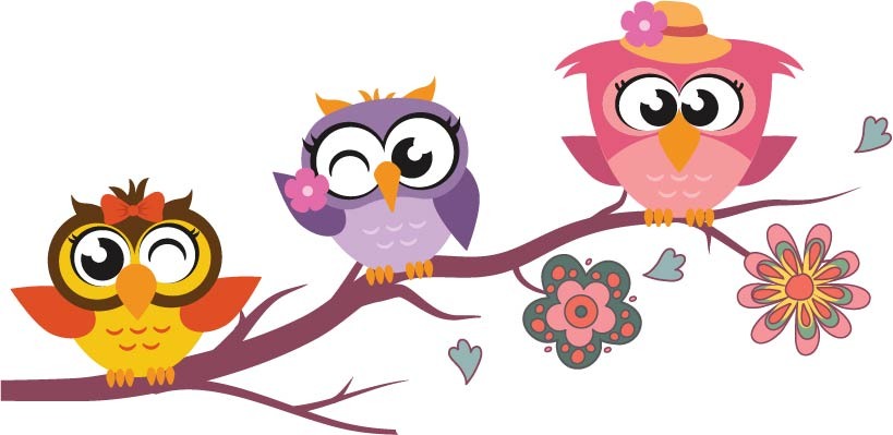 Owls Sitting On A Tree Vector Only
