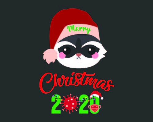 Kitten With Christmas Vector Only