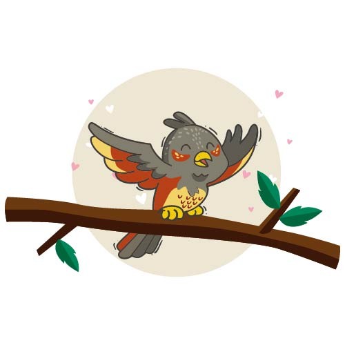 Little Bird On A Branch Vector Only Little Bird On A Branch Vector Only
