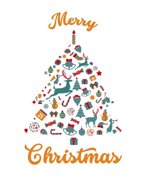 Christmas Tree Objects Vector Only