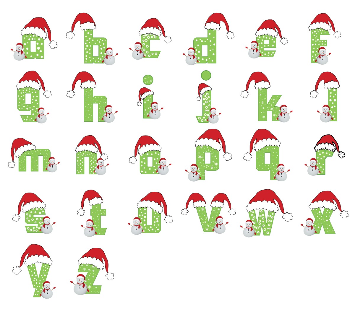Christmas Hat Small Letters Vector pack Christmas Hat Small Letters Vector pack