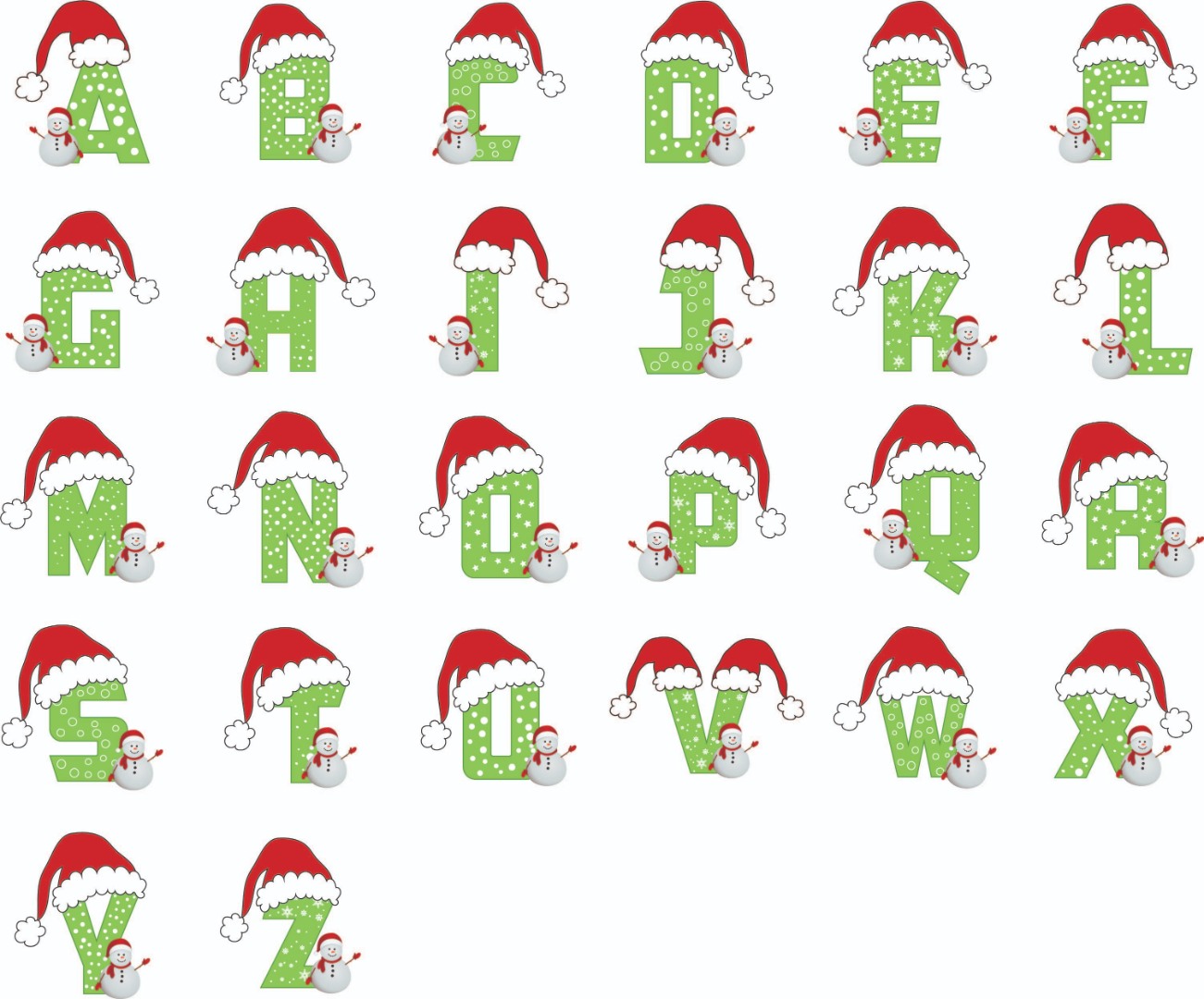 Christmas Hat Capital Letters Vector Pack