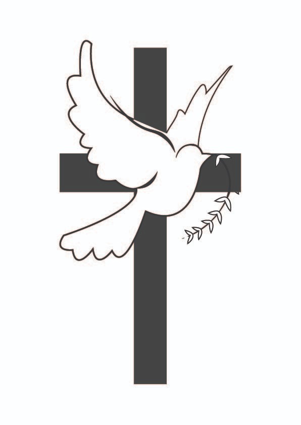 Dove Flying And Cross Vector Only