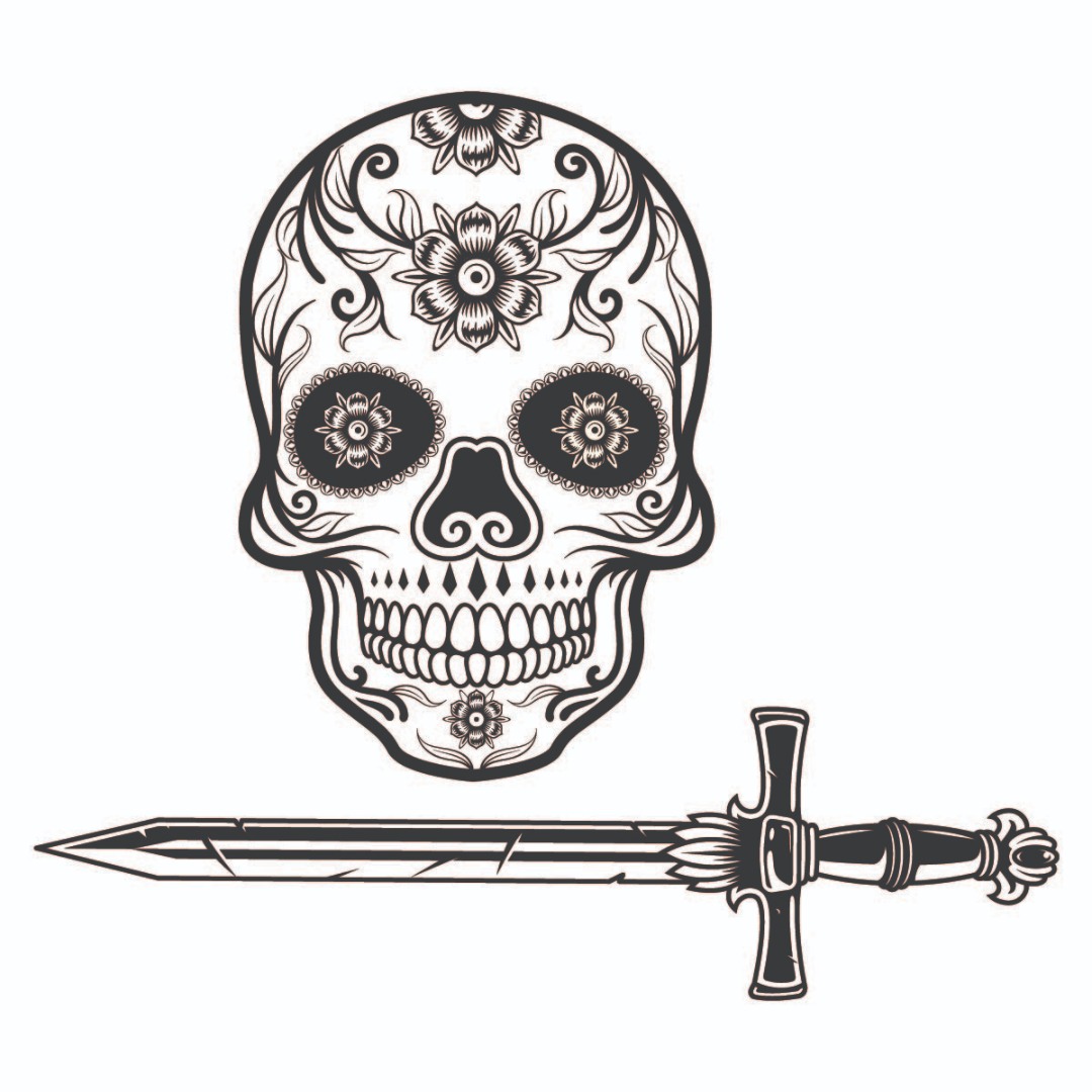 Sword With Skull Vector Only