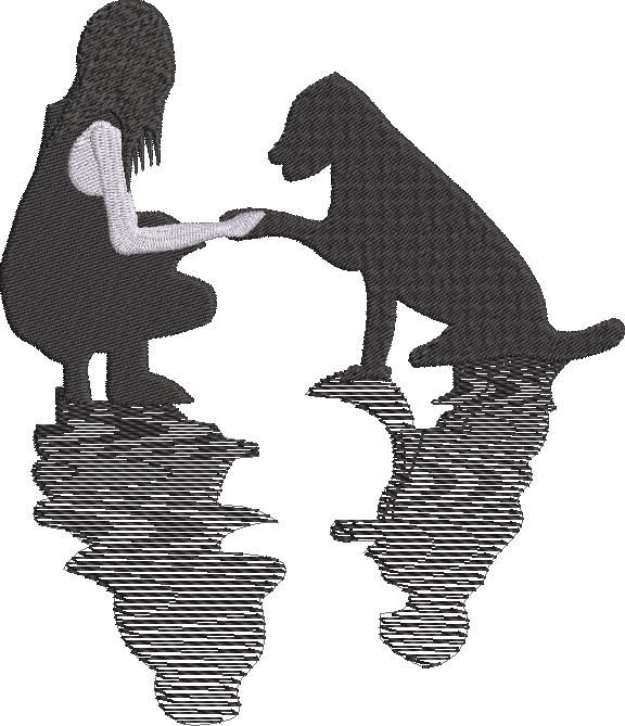 Girl And Dog With Reflection Girl And Dog With Reflection