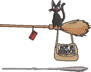 Black cat on broomstick Black cat on broomstick
