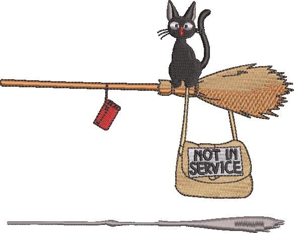 Black cat on broomstick Black cat on broomstick