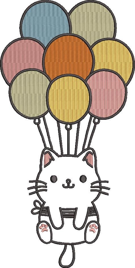 Kitty With Balloons
