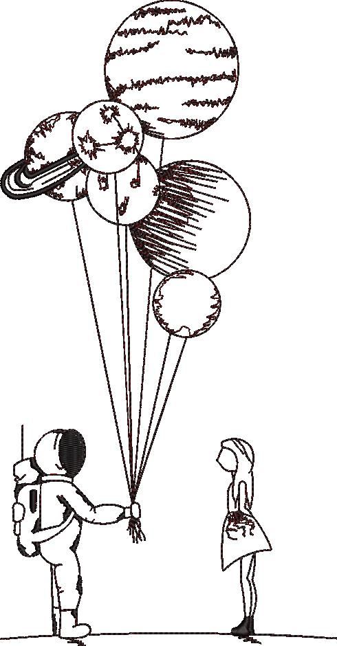 Astronaut with Planet Balloons Astronaut with Planet Balloons