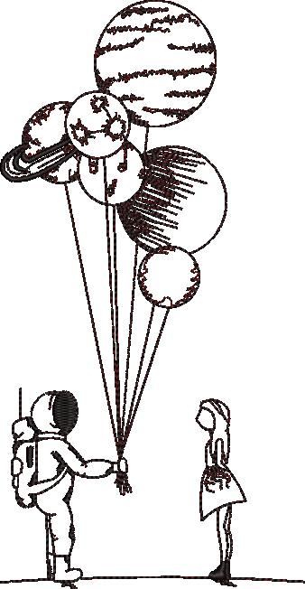 Astronaut with Planet Balloons Astronaut with Planet Balloons