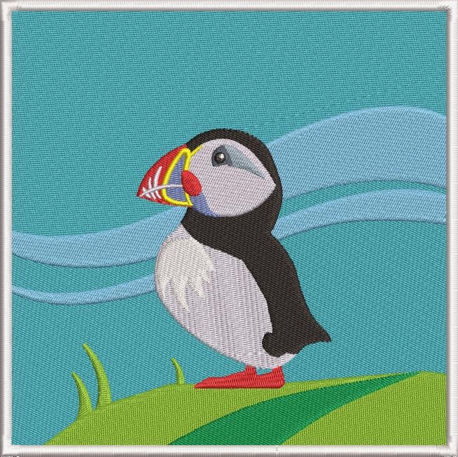 Atlantic Puffin Embroidery Design