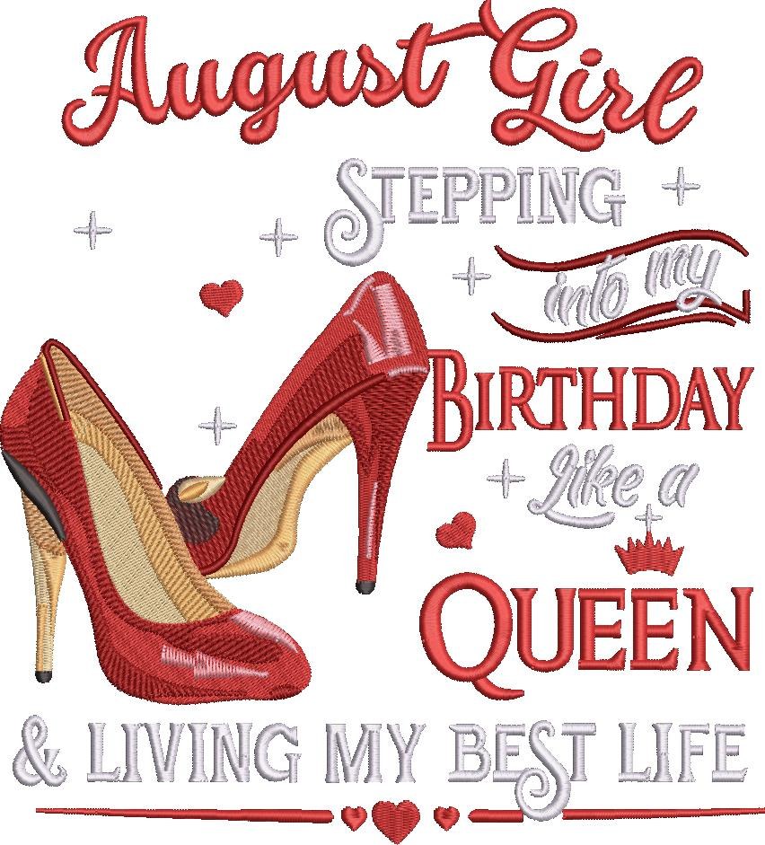 August Queen Embroidery Design August Queen Embroidery Design