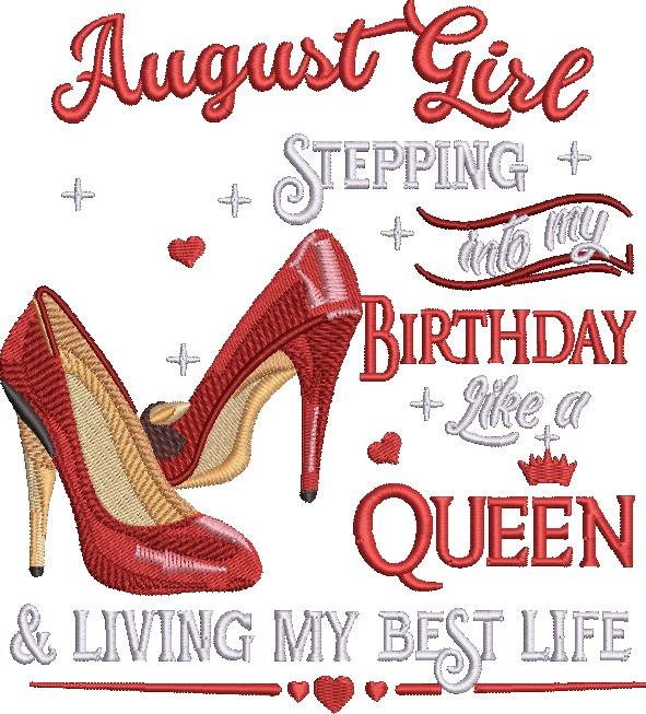 August Queen Embroidery Design August Queen Embroidery Design