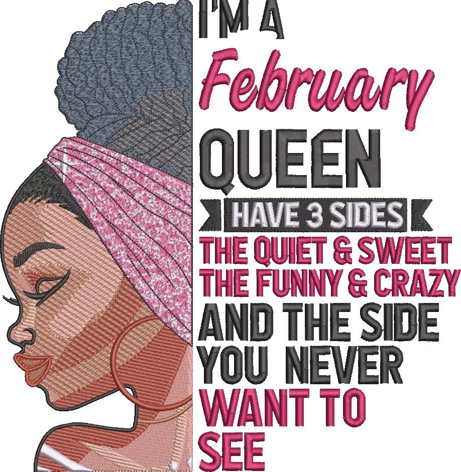 February Queen Embroidery Design February Queen Embroidery Design