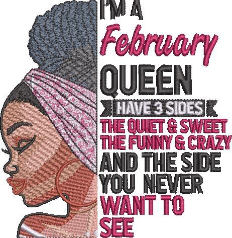 February Queen Embroidery Design February Queen Embroidery Design
