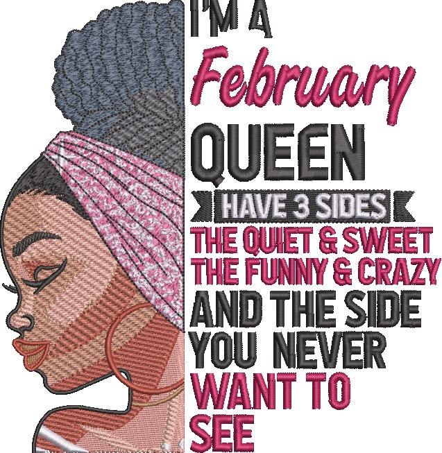 February Queen Embroidery Design February Queen Embroidery Design