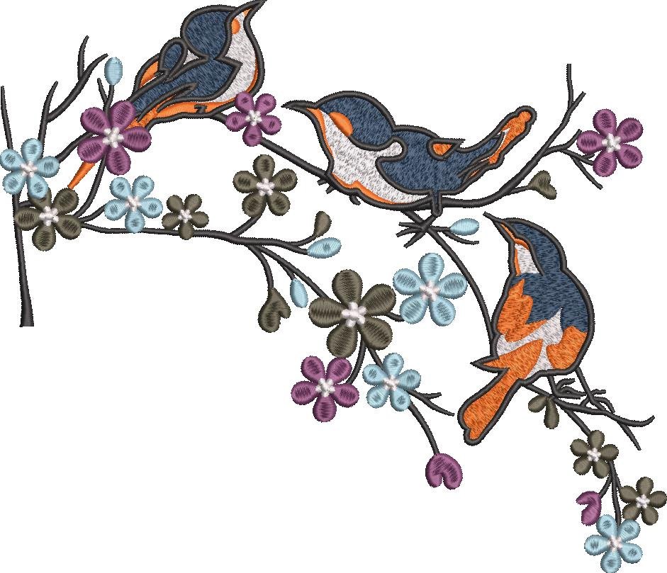 Bluebirds and Flowers Bluebirds and Flowers