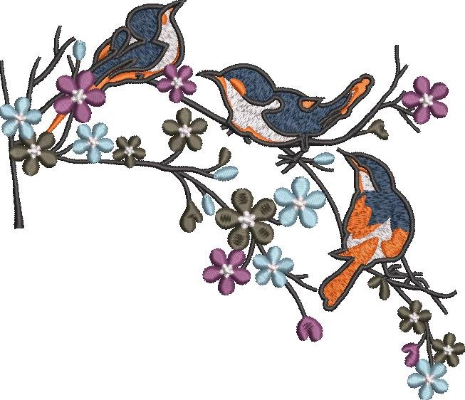 Bluebirds and Flowers Bluebirds and Flowers