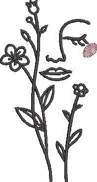 Woman And Flowers Line Art Woman And Flowers Line Art
