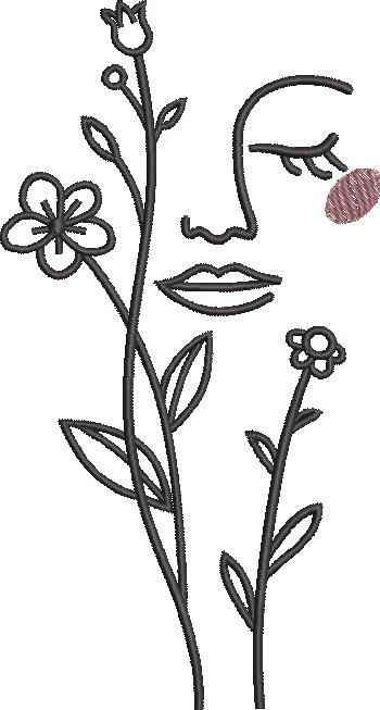 Woman And Flowers Line Art Woman And Flowers Line Art