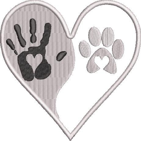 Hand And Dog Paw in Heart Hand And Dog Paw in Heart