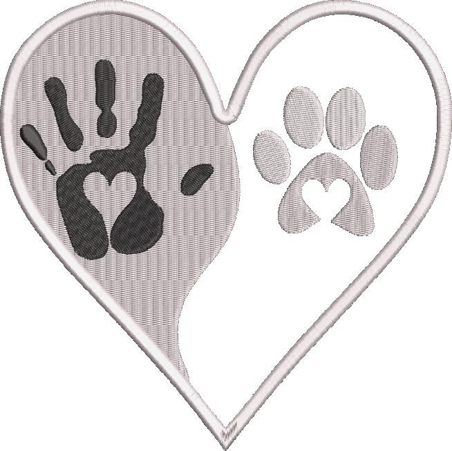 Hand And Dog Paw in Heart Hand And Dog Paw in Heart