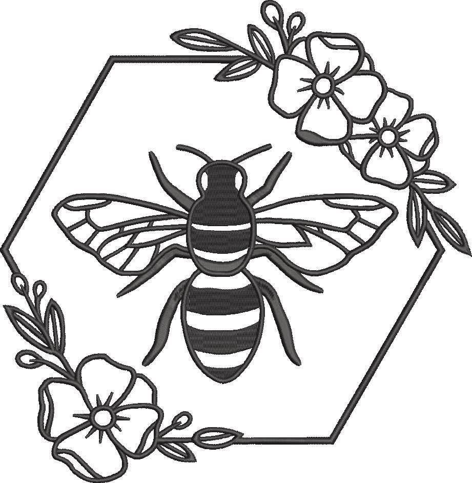Bee Hexagonal Floral Frame Bee Hexagonal Floral Frame