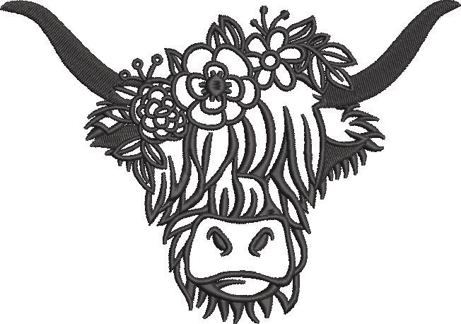Highland Cow With Flowers Highland Cow With Flowers