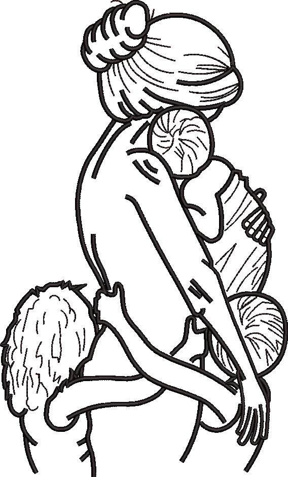 Mother With Kids Line Art Mother With Kids Line Art