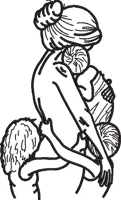 Mother With Kids Line Art Mother With Kids Line Art
