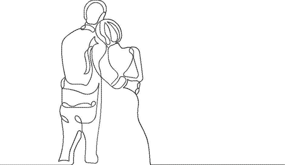 Couple Line Art Embroidery Couple Line Art Embroidery